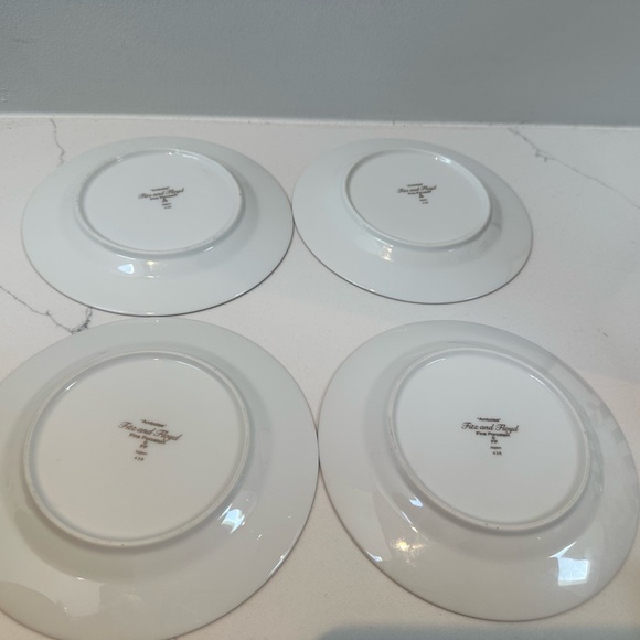 Fitz and Floyd Black Floral Salad/Dessert Plates with Gold Trim (Set of 4) vinta - Picture 4 of 5